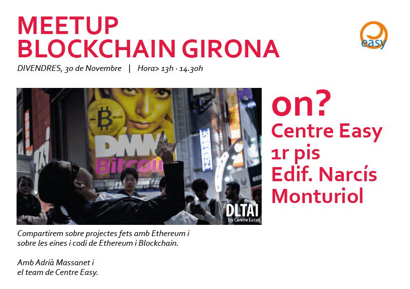👌 See you tomorrow at 1st #blockhain #meetup with @codecontext &amp;  <a href="/peplluis7/">pep lluis</a> ow.ly/TonW30mNTsF