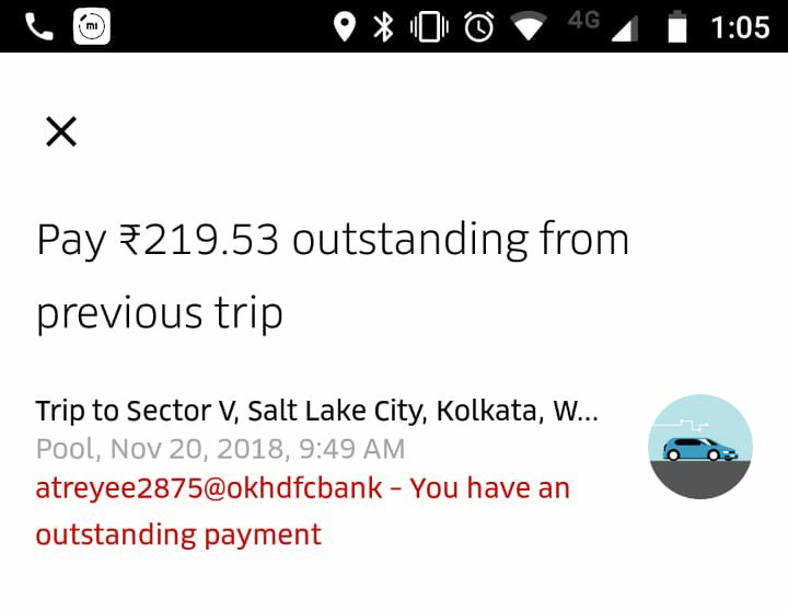 DasAtreyee's tweet photo. @Uber_Support @UberINSupportI have been unable to book Uber from 20th Nov due to issue with Outstanding Payment. For last 9 days, I receive a communication that team is looking into this though receipt of payment has been confirmed from your end. This is a test of patience now! https://t.co/2odC3bMgxA
