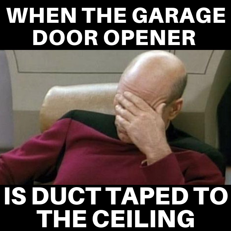 InspectorJoseph's tweet image. Buying a home? Make sure the garage door opener isn't duct-taped to the ceiling.
#homeinspection #homefail #fail