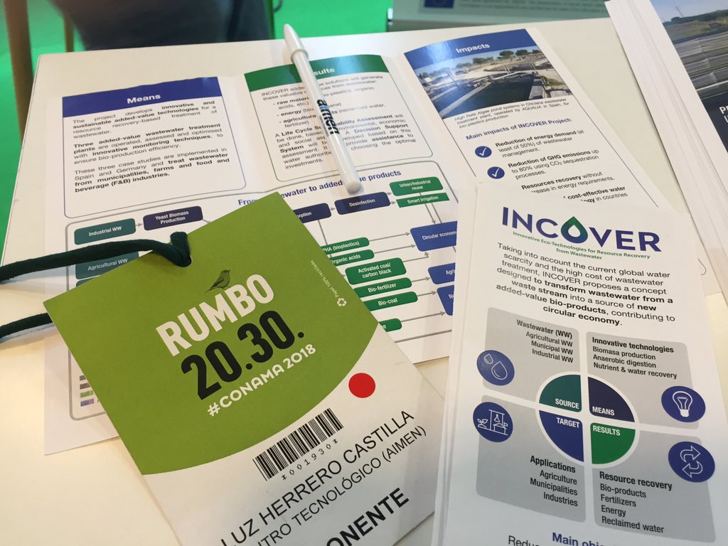 Luz_Herrero_'s tweet photo. Un día muy intenso en #conama2018   Hemos presentado @INCOVERproject en #ConamaConecta y hemos atendido a los visitantes en nuestro stand informando sobre #INCOVERproject y @proyectowetwine #H2020 @EU_ecoinno @Sudoe5 https://t.co/NJjs8gTBjB