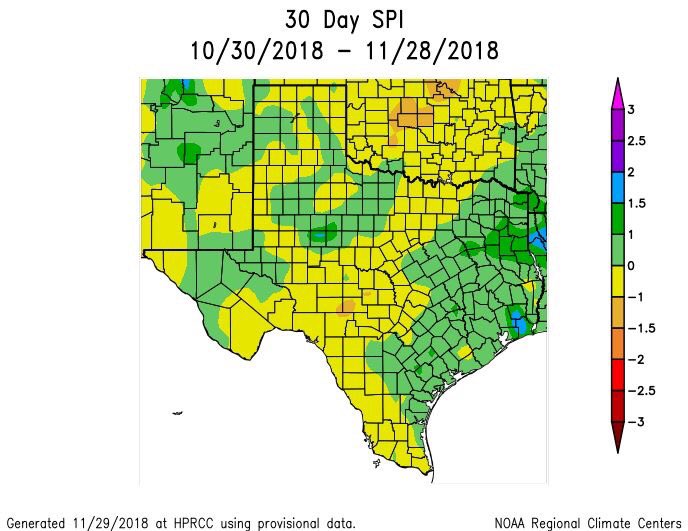 climatexas's tweet photo. Drought Update

Texas #drought coverage (D1-D4) has been reduced to just 0.80% of state area the past two weeks (lowest coverage since 9/27/16: 0.62%). The areas maintaining these conditions have remained particularly dry during the last few months. 

https://t.co/TH9PSrOPda https://t.co/rJAtC1JmWm