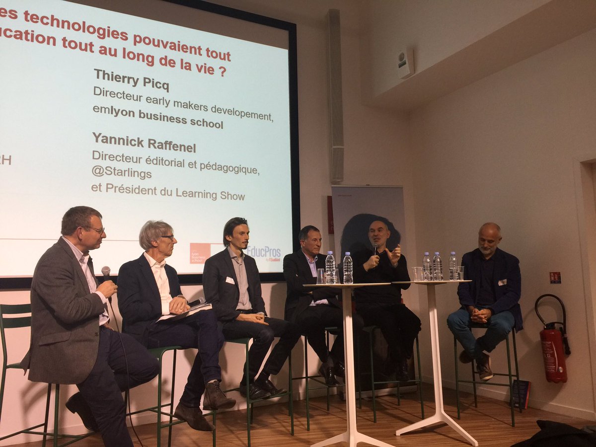 MurielBBG's tweet photo. #EdJobTechDay @EMLYONIncub Table ronde finale où tous sont unanimes sur la nécessité de faire collaborer Écosystème tech/sciences humaines sociales/business/sciences de l’éducation pour travailler sur des méthodologies et des solutions plus globales au service des grands enjeux https://t.co/peGsUFDQRa