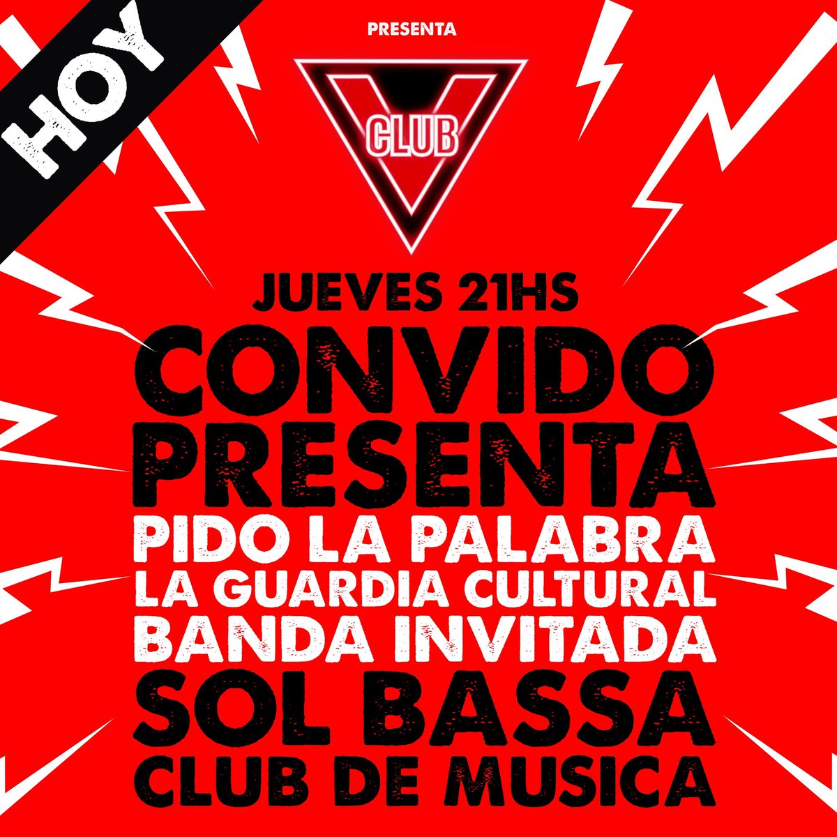 ClubVBar's tweet image. Esta noche @convido.oficial te convida su nuevo disco pero te pide la palabra para presentar su primera parte La Guardia Cultural y la banda invitada es @sol.bassa. Si, no entendemos nada.