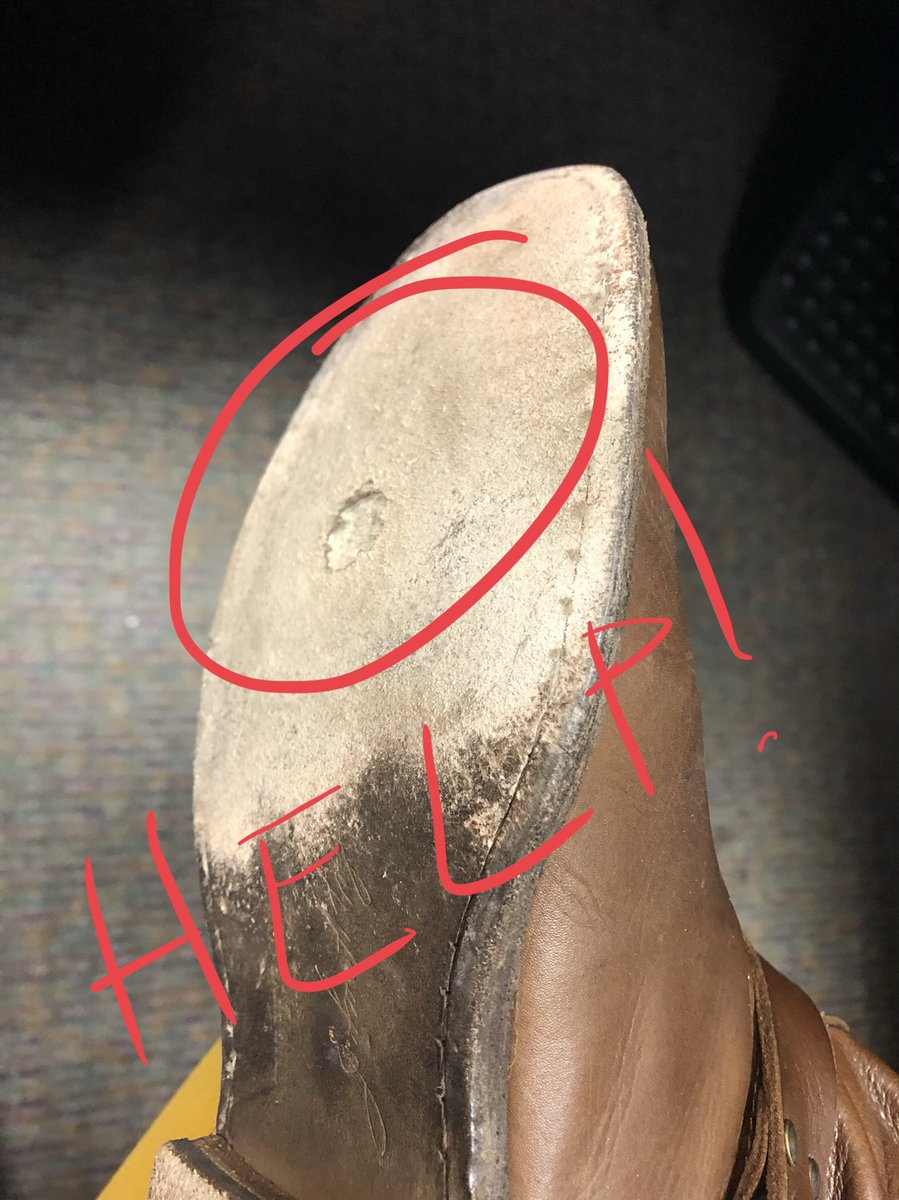 TompkinsTracy's tweet photo. @TheFryeCompany help! Who can fix my Fryes? I don’t want to buy them into the hands of just anyone. https://t.co/mupBwGc20P