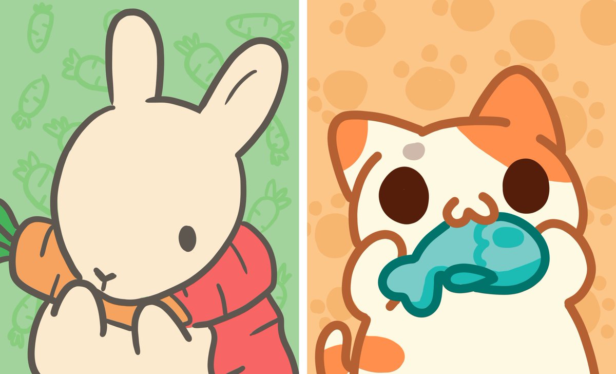 HyperBeard's tweet photo. Here comes a new challenger! 😱  Tsuki🐰 VS Guapo 😼
Who is your favorite?
RT for Tsuki, Like for Guapo.
#KleptoCats #TsukiAdventure https://t.co/kOksxpAfC7