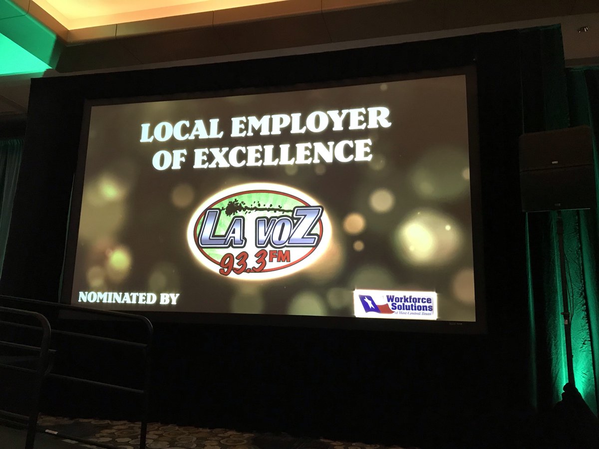 SweetwaterTXedc's tweet photo. #LaVoz 93.3 FM in #Abilene was 1 of 28 nominations for the 2018 #SmallBusiness of the Year.  As a state wide nomination process, #LaVoz was chosen as one of the #Top3 in the state of #Texas.  Congrats to #PeteGarcia and his team!  They were nominated by the #WSWCT Board area. https://t.co/V7ZfdqGwPm