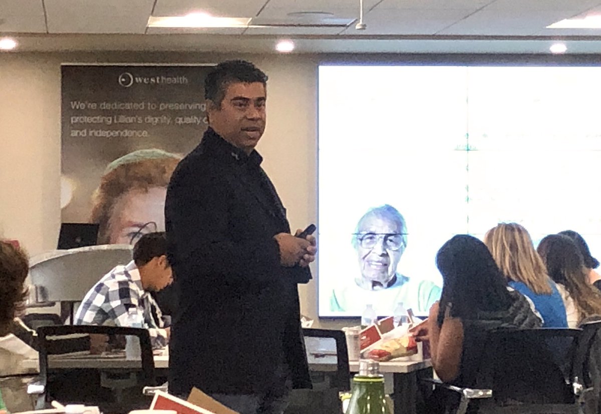 Great to host @TideswellUCSF Emerging Leaders in Aging program @WestHealth.  Dr. Zia Agha talks about our research to enable successful aging and lowering the cost of care.