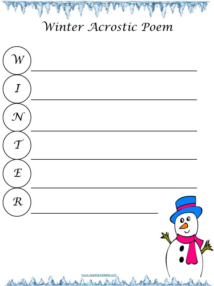 Laura Del Prado On Twitter Winter Acrostic Poem Template Https T Co Rdl9c7thli