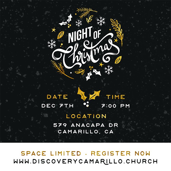 DCCamarillo's tweet photo. It's time to set aside a night with your family &amp; friends to enjoy the music &amp; magic of the season! These are FREE tickets -- but space is limited so you'll need to reserve seats ASAP!!
#nightofchristmas https://t.co/VrYNzZGjxC