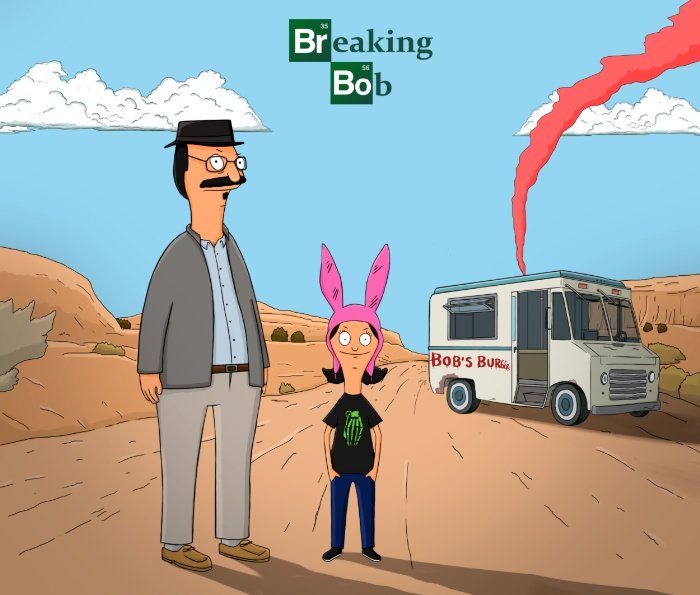 itsSaulGoodman's tweet photo. What happens when Bob crosses over to Breaking Bad? #BreakingBob
#Throwback #TBT #BobsBurgers #BreakingBad https://t.co/ZZkG9m0nmc