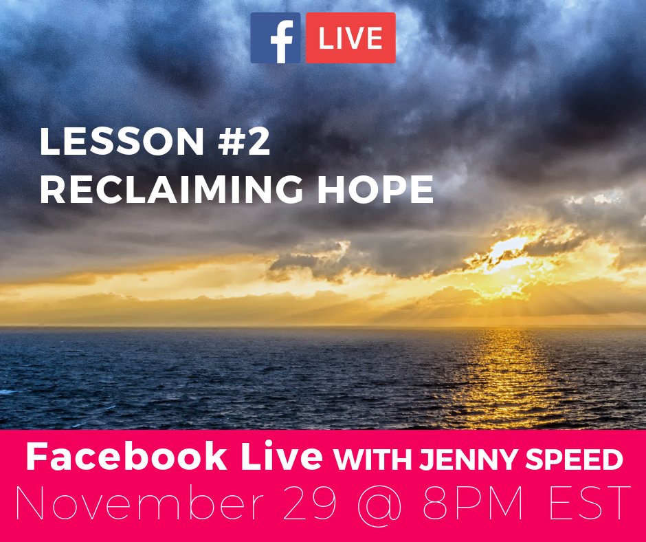 In order to reclaim hope, we must identify where it was lost. TONIGHT Jenny will be teaching lesson two from "How to Heal from Emotional Pain: Reclaiming Hope" on Facebook Live at 8pm EST. ow.ly/4nSD30mNOkn #witministries <a href="/_jennyspeed/">Jenny Speed</a>