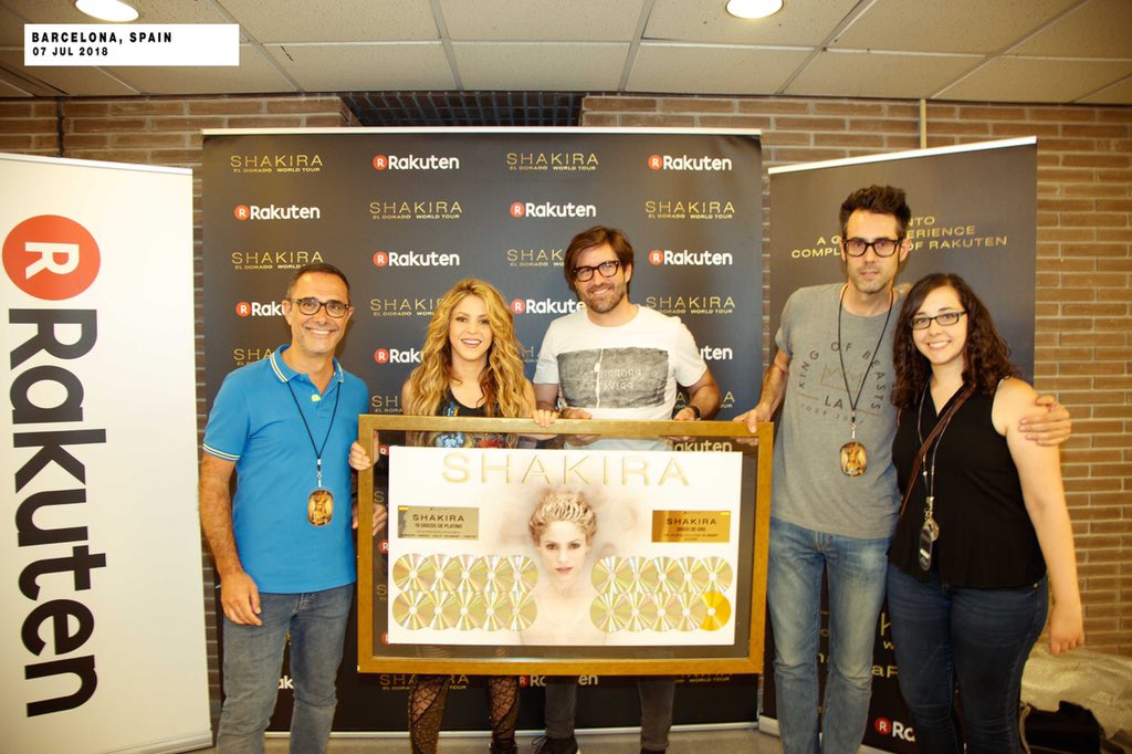 shakira's tweet photo. #TBT to the some of the presentation discs Shak was awarded during the tour to celebrate the success of El Dorado (which has now had almost 10 BILLION streams worldwide!) 
ShakHQ https://t.co/JSYyUY1Ze0