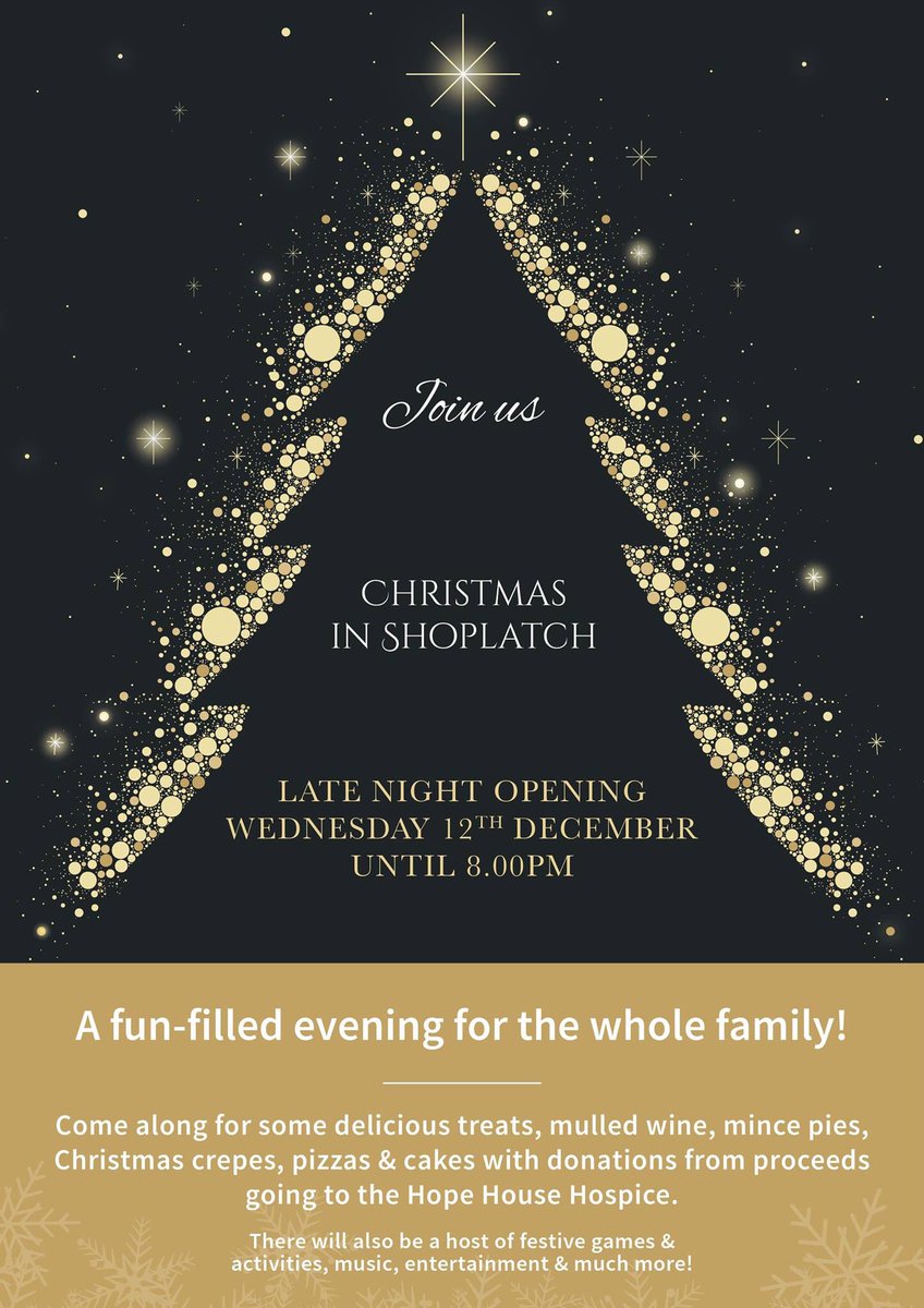 Join us and many other traders for #Christmasinshoplatch on Wednesday evening 12th December for family fun, treats and surprises. Come along and say hi! 🎄 🎄