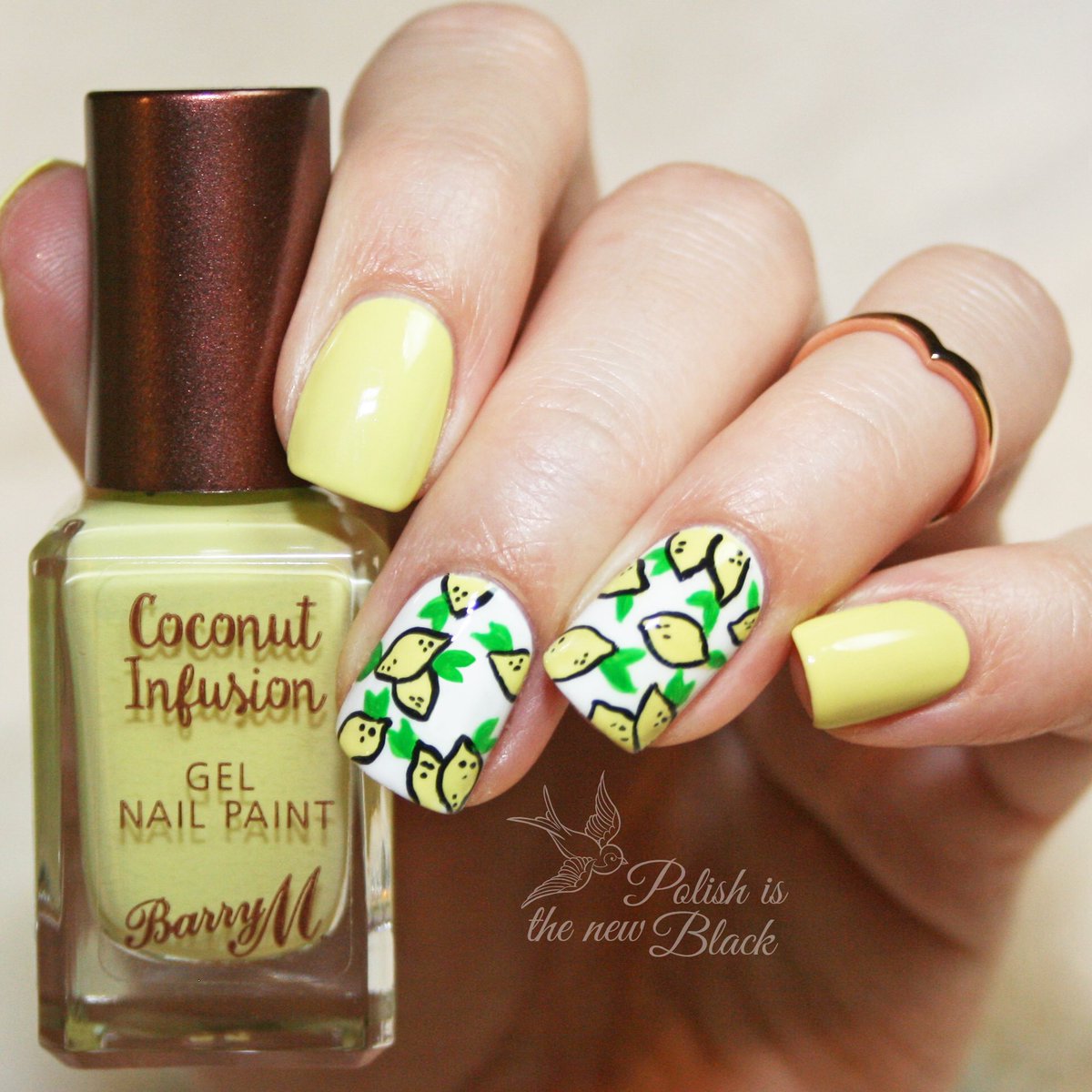 Lemon nails using <a href="/BarryMCosmetics/">Barry M Cosmetics</a> #notd #nailart #naildesign #lemonade #lemonnails