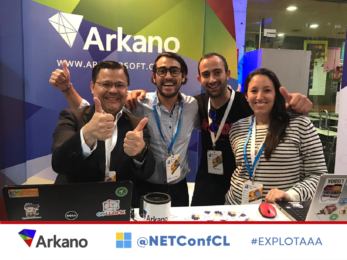 arkanosoftware's tweet photo. Se va otra jornada de la #NETConfCL a tope 🇨🇱 Todavía puedes pasar por nuestro stand! #Explotaaa 💣
Gracias @willynet por visitarnos como siempre, un honor #Microsoft https://t.co/d9Zj3Ndqhg