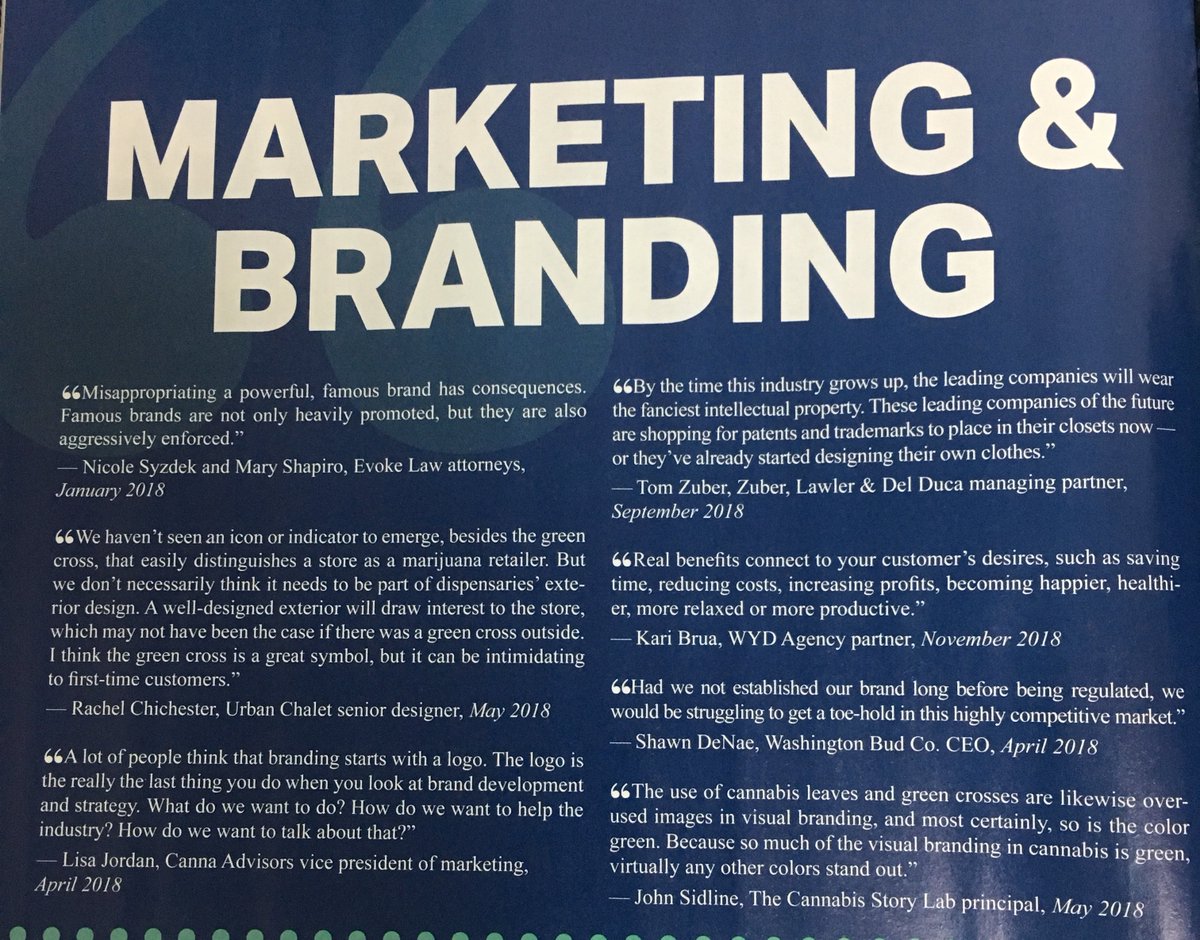 EvokeLaw's tweet photo. Thanks, @MJVenture for including a quote from our article on famous trademarks in your December issue's 99 Words of Wisdom! #cannabistrademarks #cannabislaw https://t.co/QncQPg1YWj
