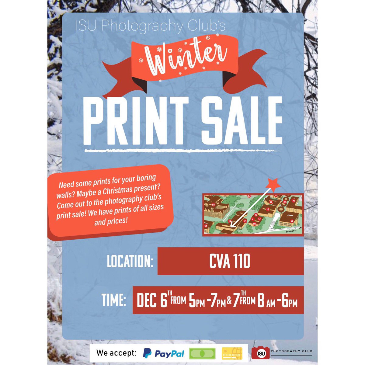 Come check out our print sale on December 6th and 7th in the CVA! ❄️📷❄️