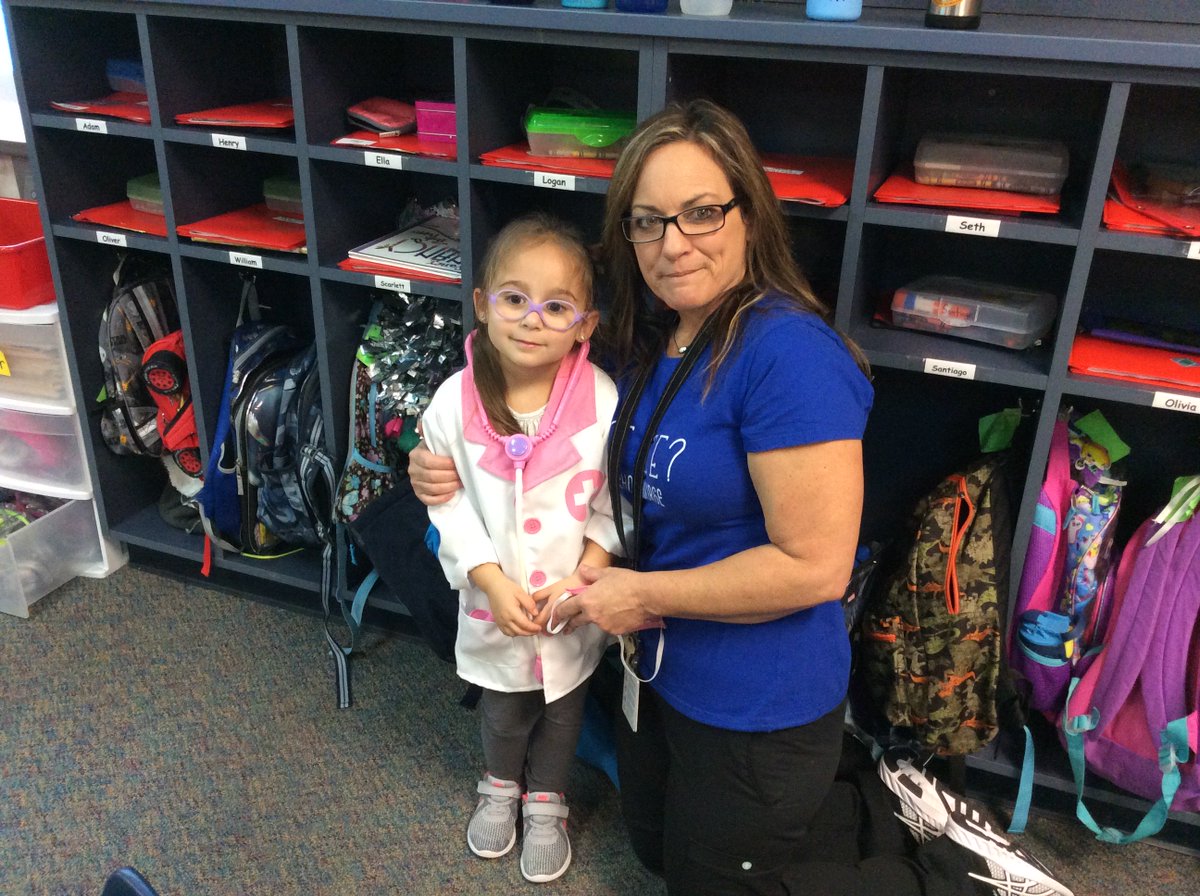 TJKinderClass's tweet photo. Nurse Amy getting a taste of her own medicine! #wilmeth #careerdayAtTheW https://t.co/i2ygPfCm8f