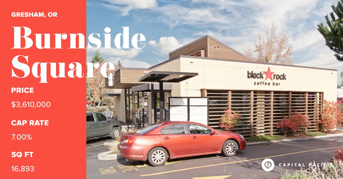 CapitalPacific's tweet image. New to the Market! Burnside Square is a 72% occupied #RetailCenter comprised of Black Rock Coffee and a separately parceled retail strip leased to Baskin Robbins, First American Title, OneMain Financial, and Vape Life. For more information: buff.ly/2Q2m0xg #CRE #Available