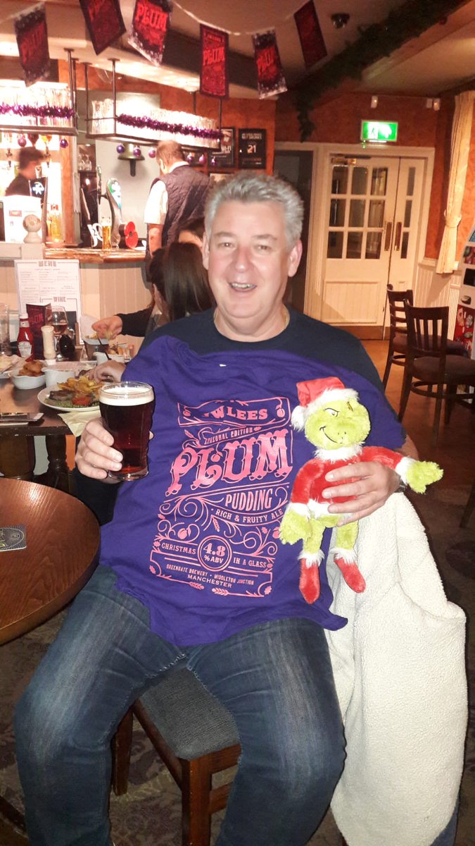 RoseofLancs's tweet photo. First winner of our #pinchfromourgrinch .. 
Simply follow us on Social Media RT or ❤ and win a #PlumPuddingDay T-Shirt as modelled by @tandleman 
#PlumPuddingDay tomorrow..
We may as well throw in a few pints of the plum 💜 https://t.co/cHYYdbF8U6