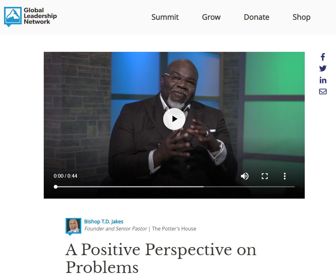 nccmtf's tweet photo. "Everything amazing that ever happened in my life happened through a problem."

Listen to a #GlobalLeadershipNetwork clip (:44) by Bishop T.D. Jakes on how to have a more positive perspective on difficulties and problems. Link here: https://t.co/TGhe4na3KG https://t.co/XmarW2ZA7H