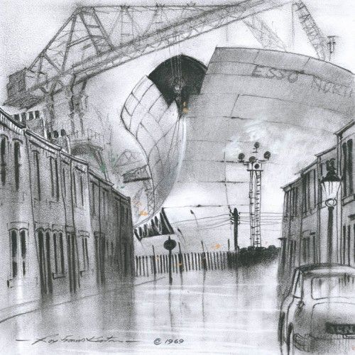 Bridekirkart's tweet photo. Esso Northumbria by Roy Francis Kirton https://t.co/vf3gJ8CgiL #Wallsend #SwanHunters #Shipyard #painting Signed limited edition prints are available https://t.co/924EL3SO7L