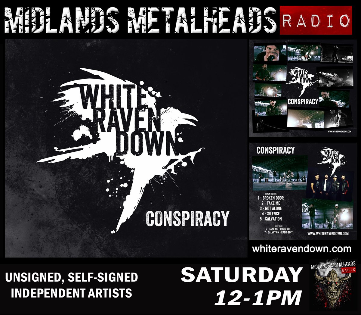 MMH_Radio's tweet photo. #WhiteRavenDown Airtime Special 
@tunein Every Saturday For @WhiteRavenDown 12-1pm Through The Whole Of December You Can Hear Their EP #Conspiracy #PlayedInFull Dates For Airtime 1st, 8th, 15th, 22nd &amp; 29th Download Our App Via @GooglePlay Or @Apple @AppStore Or Via Our Website https://t.co/LhDwvumT5G