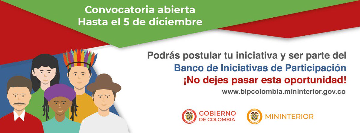 BIPColombia1's tweet photo. #BuenasNoticias para todas las organizaciones sociales y comunales en Colombia, nuestra convocatoria estará abierta hasta el día 5 de diciembre ¡Postúlate! https://t.co/N5lnDSdePR