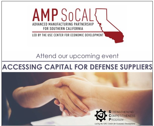 sdworkforce's tweet photo. Attend Accessing Capital for Defense Suppliers Event – December 11: https://t.co/DC76GHjUHV @socal_amp @USC @WellsFargo @MerrillLynch @BankofAmerica @OpportunityFund #equity #capital #crowdfunding #businessdevelopment #manufacturing #SDprioritysectors https://t.co/ztbIsevier