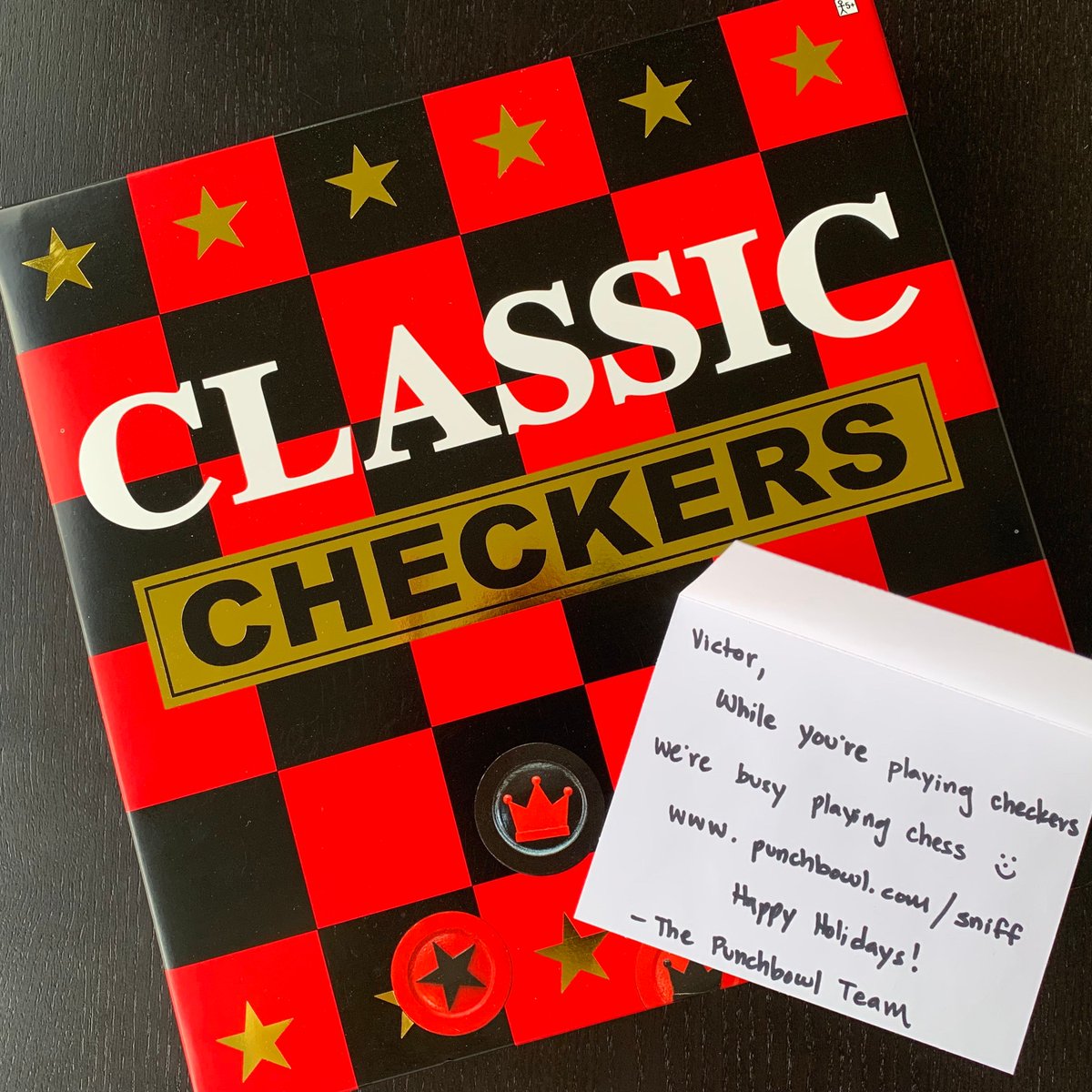 We sent a fun &amp; friendly care package to <a href="/Evite/">Evite</a> CEO <a href="/VictorCho/">Victor Cho</a> today. There's nothing like great competition to inspire fantastic new ideas: punchbowl.com/sniff #AdiosEvite