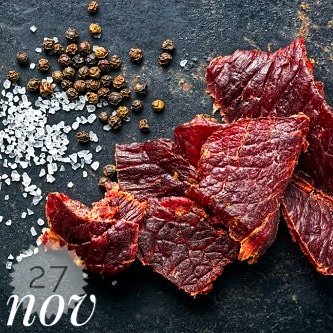 today_show's tweet photo. November 27th, Today is National Craft Jerky Day! How do you celebrate today? #TodayIs #CelebrateEveryDay #NationalCraftJerkyDay #Monday #Food #Foodie #FoodPorn #BostonFoodies #TreatYoSelf #Eat #Meat #Jerky #BeefJerky #Beef #Salt #Pepper #SaltAndPepper #DriedMeat #CuredMeat https://t.co/WssVEMXmWw