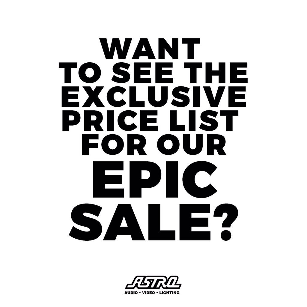 If you want access to the price list from our annual Customer Appreciation Day Sale December 8th, drop your email below or send it via DM and you’ll receive a full breakdown of our featured #EPICSALE items and prices! #AstroAVL
