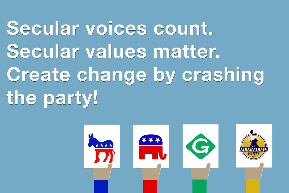 seculardotorg's tweet image. Secular voters make up an increasingly large share of every political party. It's time those parties recognize our constituency and reflect our #secularvalues. 

Learn how you can help create a space for nontheists in your political party: bit.ly/2OKIwVV