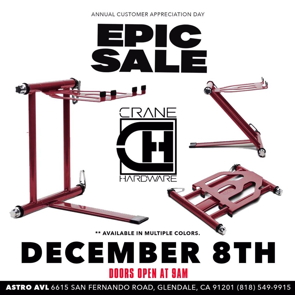 Our annual Customer Appreciation Day Sale is less than 2 weeks away and we’re marking down everything in the store! Check out one of our featured items from #CraneHardware above and stay tuned for more info on our special #EPICSALE prices and more! #AstroAVL
