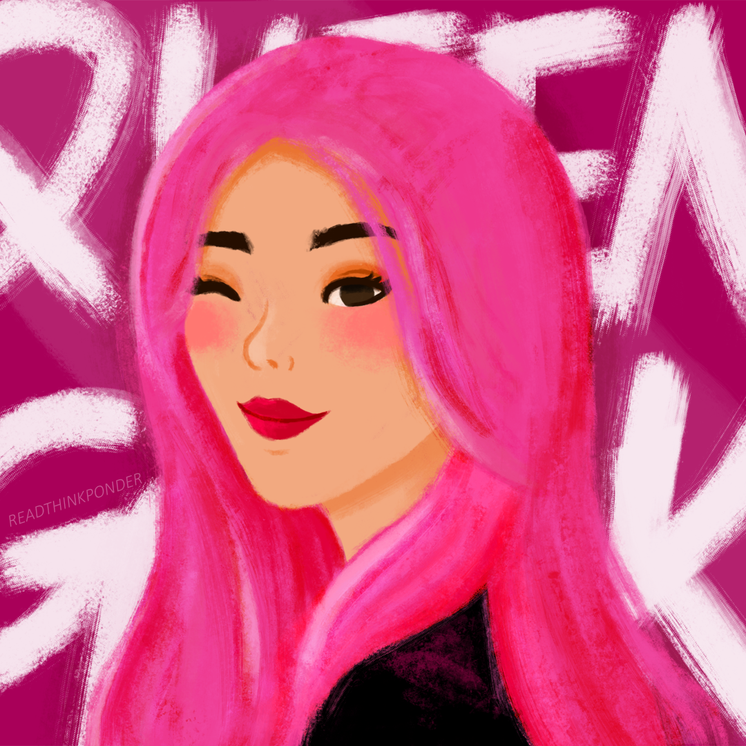 September 2017QUEENS OF GEEK by Jen Wilde was such a soft and lovely book, and so I absolutely had to draw Charlie Liang, one of the protagonists, Asian, pink-haired, actress, vlog star, and fiercely kind. 
