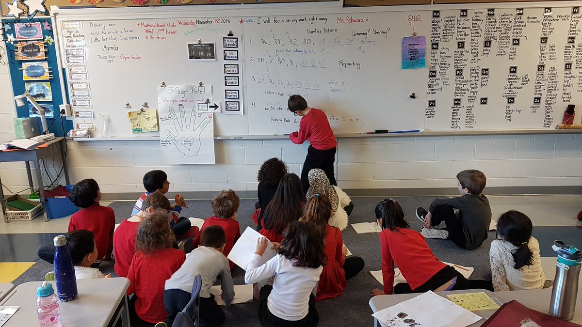 Mrs_NMurray's tweet photo. We've got some mathematicians here in Class 2-1! Check out the Number Patterns we have been exploring in Math! Ss had to determine whether it was a #growing #shrinking or #repeating pattern, the #patternrule and the next 3 numbers in the pattern. Now, time to self/peer-assessβ https://t.co/QQbHUp7iMP