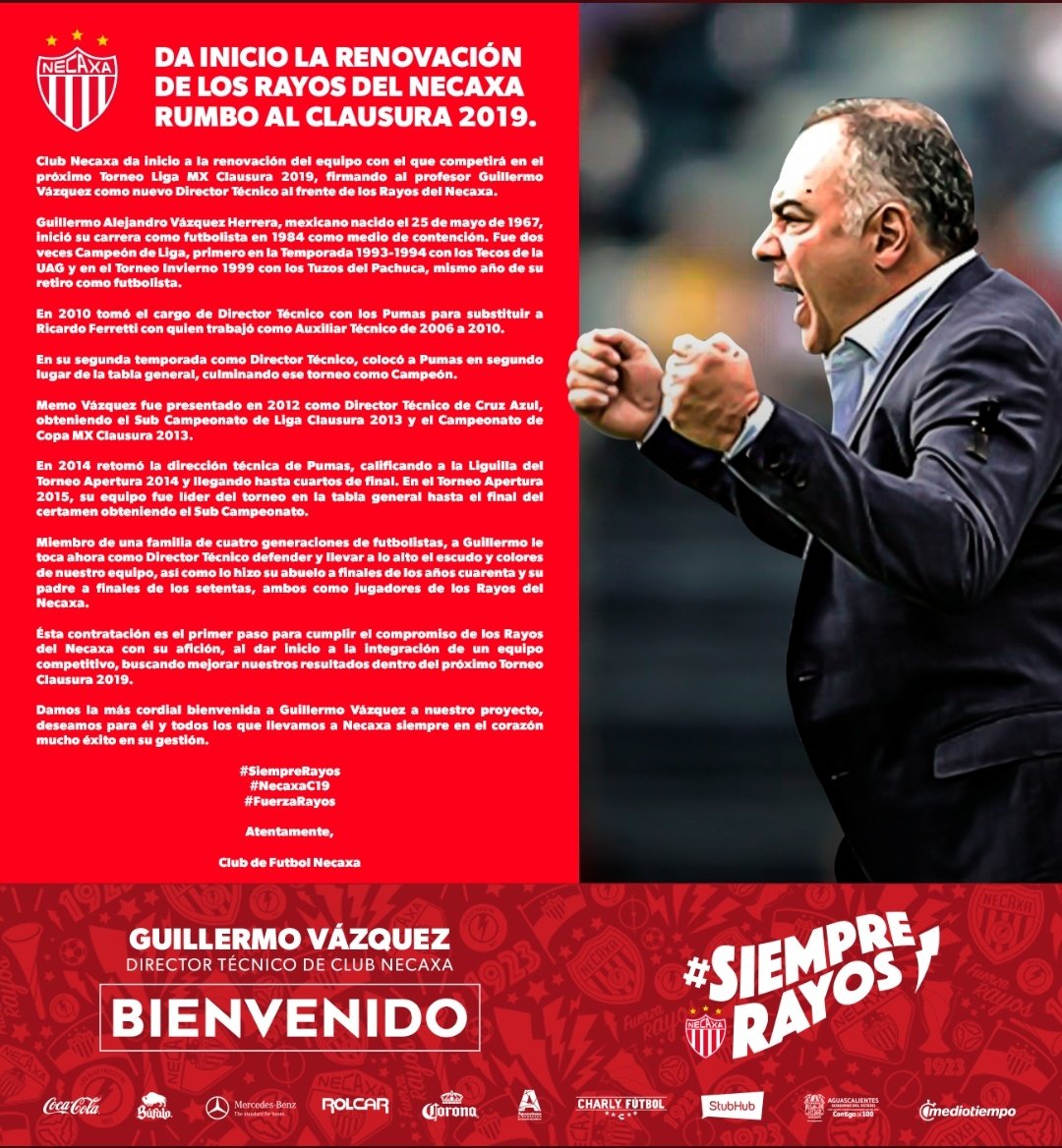 loree_solorzano's tweet image. #Draft2018

Guillermo Vázquez será el nuevo DT de @ClubNecaxa