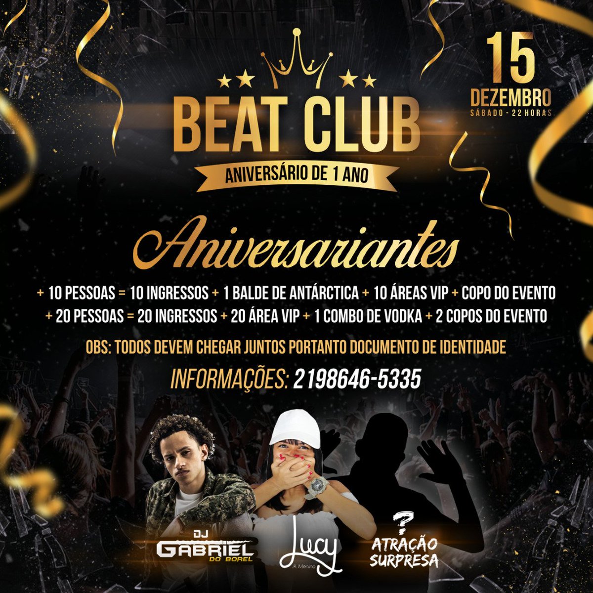 Luana_M5's tweet photo. Prepare-se! Dia 15 de Dezembro tem o Aniversário do Beat Club! 😱💥

Trazendo duas atrações de peso! DJ GABRIEL DO BOREL e DJ LUCY 💥

E mais, atração SURPRESA e DJs convidados. 🙊

Não vai ficar de fora né? 🎉 https://t.co/U96lkIIZJz