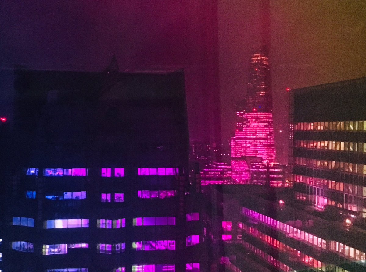 Night time views from the location of our latest panoramic restaurant project in London #dichroic #glass #refraction #reflection #into #lighting