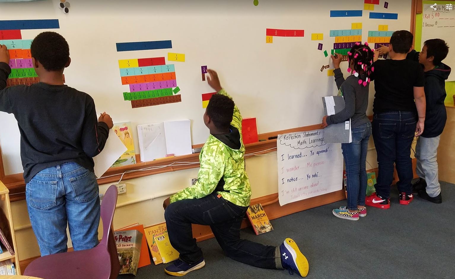 Marilyn Burns On Twitter Teaching Fourth Graders About Fractions Using The Fraction Kit Magnetic Pieces You Can T Have Enough Whiteboards In The Classroom Https T Co Z4ipz16l9l