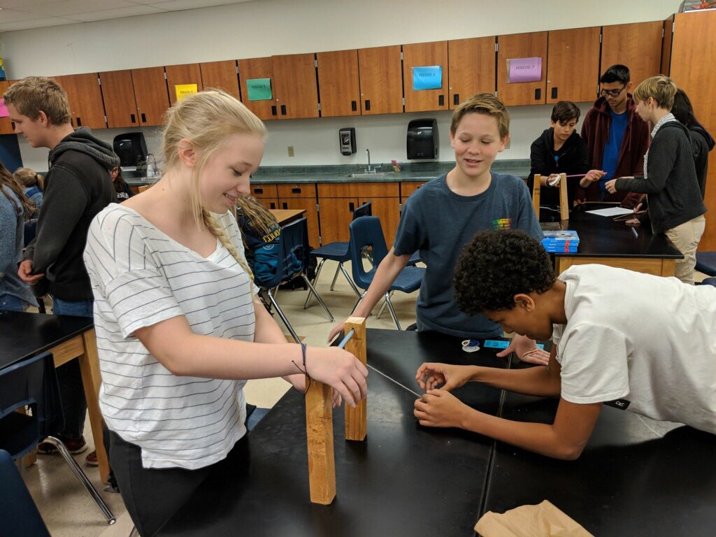 We love science. Students were engaged today with a 🌙 phase lab in 7th grade and STEM friction in 8th grade. Thank you Mr Erwin and Mrs Holland