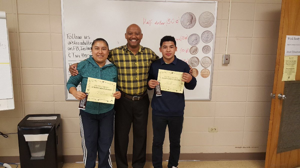 slccadulted's tweet photo. Students are proud to show off their post test awards! #slcc #wru #workreadyu #slccadulted #hiset #yesucan #educateandelevate #tabe #makinggains #iamesl #iamadulted #everydayexcellence https://t.co/LiSKLYe8YV