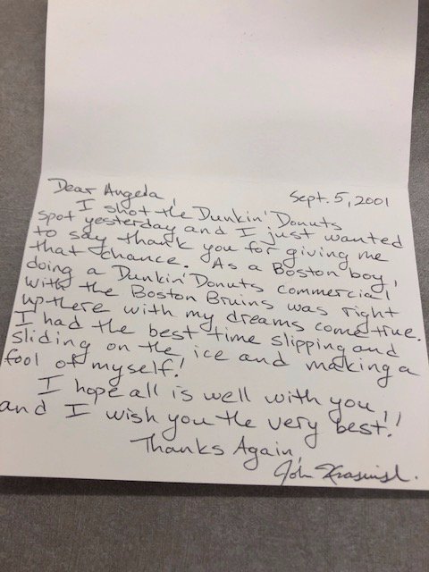 Look what we found, cleaning our office <a href="/johnkrasinski/">John Krasinski</a> 
Hope you're still running on Dunkin <a href="/dunkindonuts/">Dunkin'</a> was <a href="/DunkinBoston/">Dunkin' Boston</a>