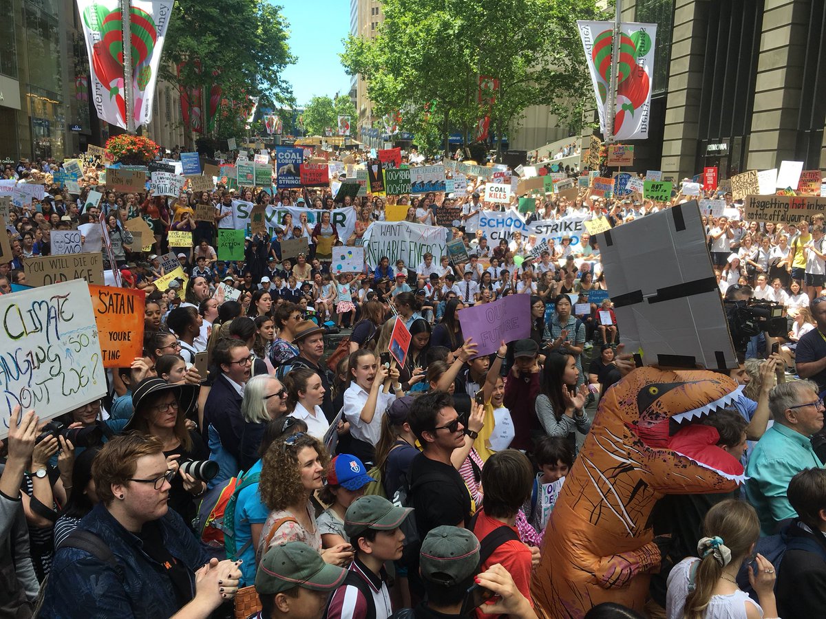 AYCC's tweet photo. Martin Place is packed with thousands school students demanding climate action NOW @ScottMorrisonMP #ClimateStrike #auspol https://t.co/UYT41xs96p