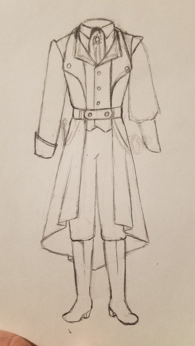 I can't stop myself, I'm on a design bug again. Draft one for Cassandra de Rolo. Trying to decide between the coat sleeve or thr wingtip.

#CriticalRole
#CriticalRoleCosplay #CassandradeRolo