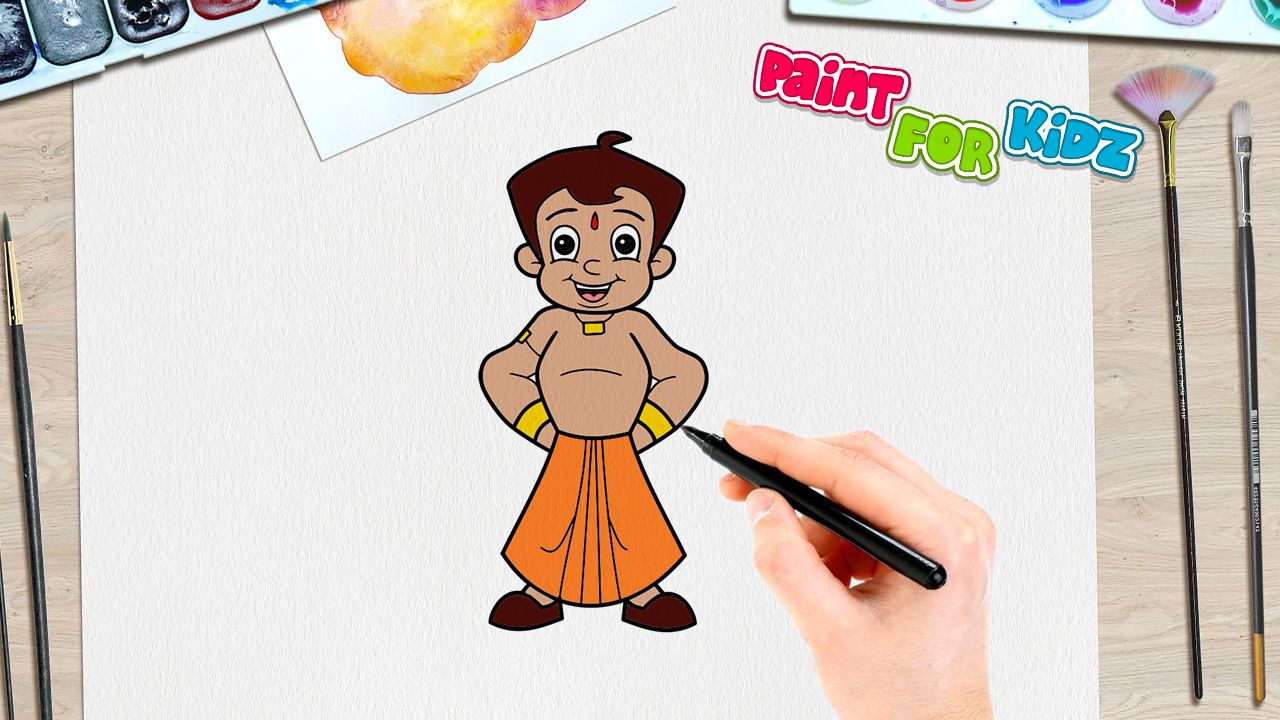 Chota Bheem Coloring Page Line Art By Jay Chhota Cartoon Drawing Bheem PNG  Image With Transparent Background  TOPpng