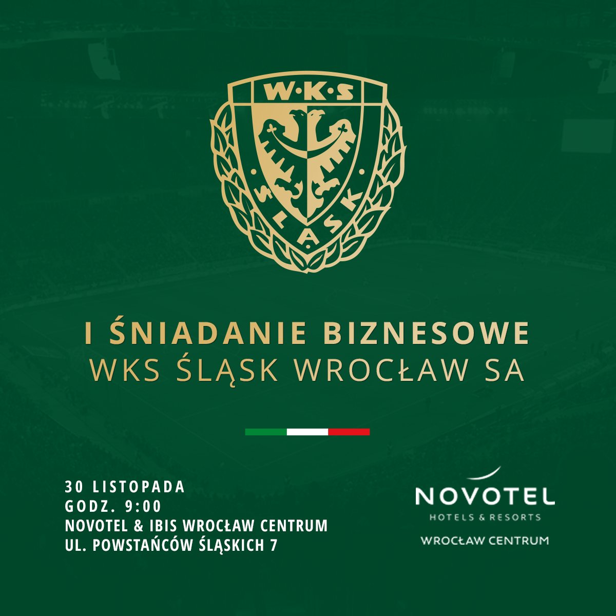 O godzinie 9 rusza Śniadanie Biznesowe ze Śląskiem Wrocław. Ponad 100 przedstawicieli firm i instytucji spotka się, by porozmawiać o możliwościach biznesowych oraz marketingowych, jakie niesie za sobą marka Śląska Wrocław. #WKSbiznes