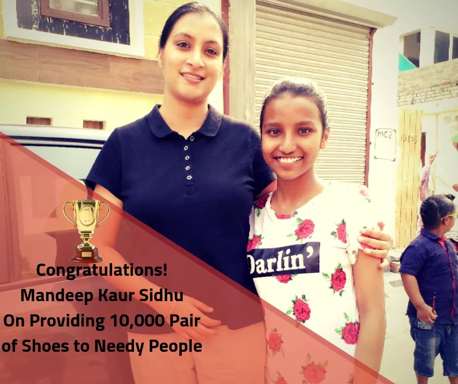 Salute and applause to #MandeepKaurSidhu  on completing your mission of distributing 10,000 pair of shoes to needy children .Your dedication inspires us a lot..A big and Heartiest congratulations