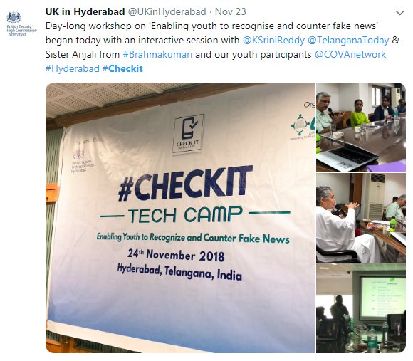 COVAnetwork's tweet photo. @COVAnetwork organized a one-day training program on 'Enabling Youth to #Recognize and #Counter #FakeNews.' in collaboration with @BritishDeputyHighComission.
#Advocacy #WarAgainstFakeNews #SocialMedia https://t.co/nPIFAoaTYU
