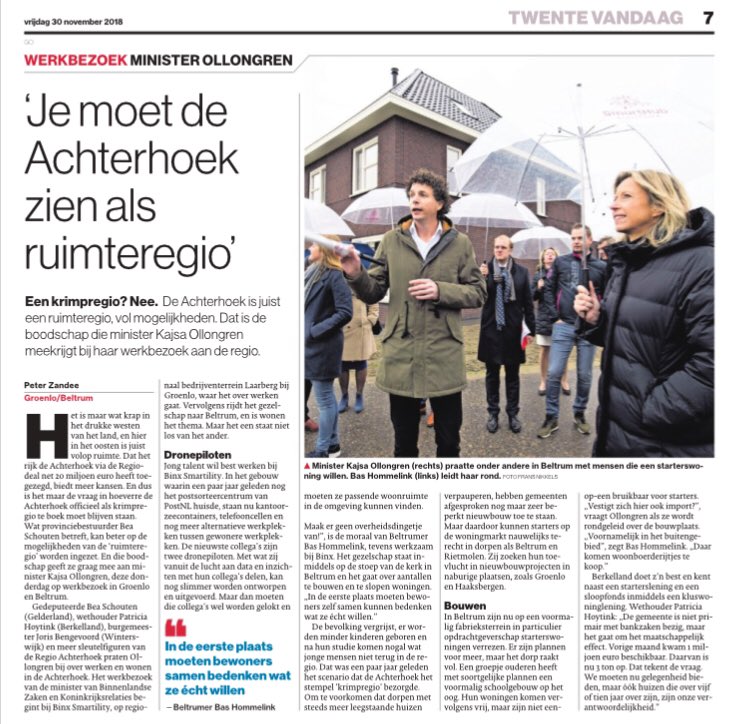 StPioneering's tweet photo. Minister @KajsaOllongren op werkbezoek in de Achterhoek. Pioneer @BasHommelink van @BINX_Smartility leidt haar rond in Beltrum en geeft toelichting op de ‘Ruimteregio’. Innovatie in de bouw in OostNederland: daar kun je niet omheen!!!👊🏻 https://t.co/0d7NftoFXT
